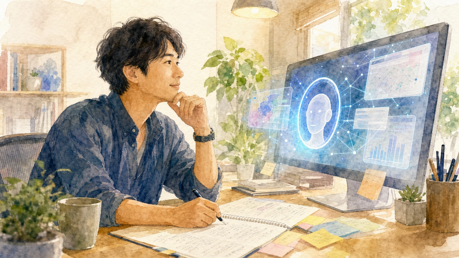 AIと共に働く人間の強みをテーマにした解説画像