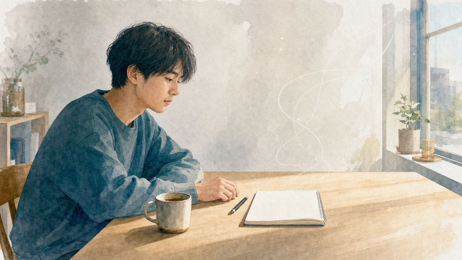 口だけで終わる人の心理を水彩風の絵で表した画像