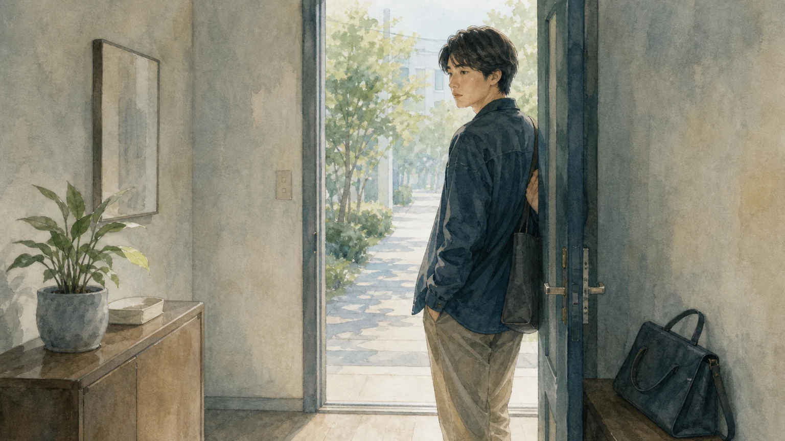 逃げ癖がある人の心理を水彩風のリアルな絵で表した画像