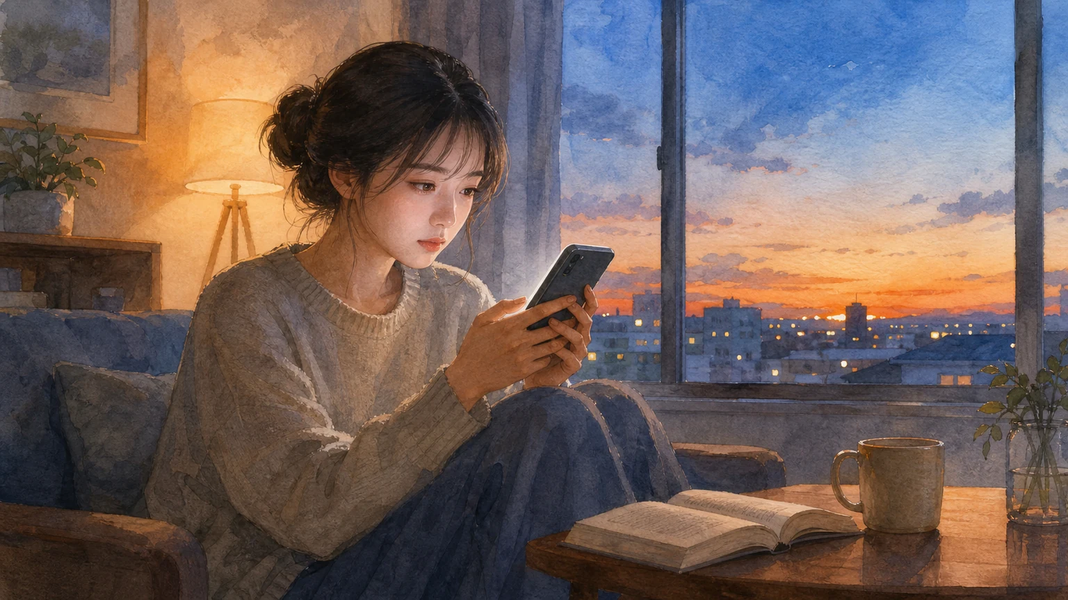 恋愛依存になりやすい人の心理を表した水彩風の画像