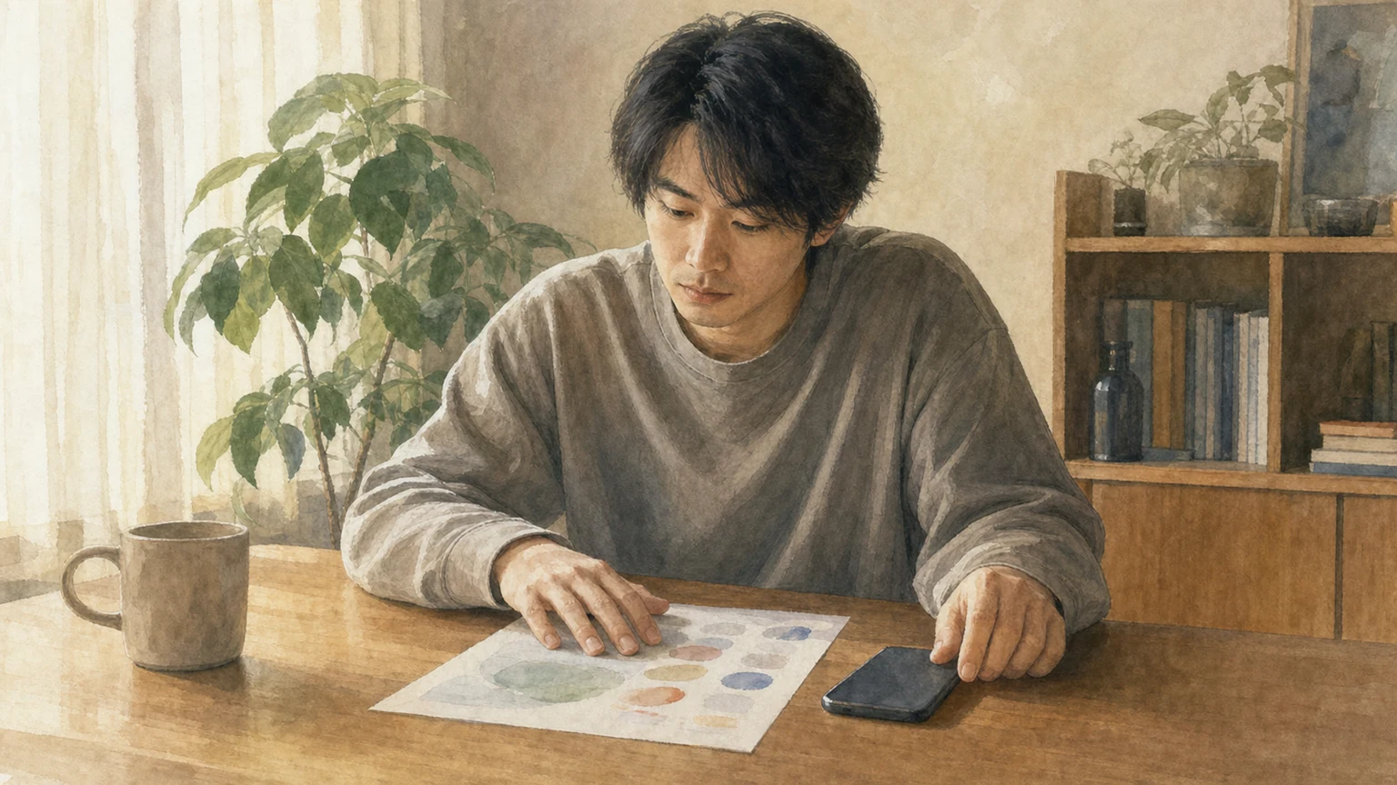 診断結果を誰にも見せたくない人の心理をビッグファイブで解説する水彩画