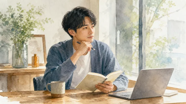 ビッグファイブ診断結果の見方を解説する水彩風の画像