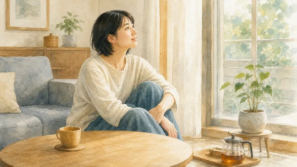 趣味がない人が自分に合う入口を探す様子を描いた水彩風の画像