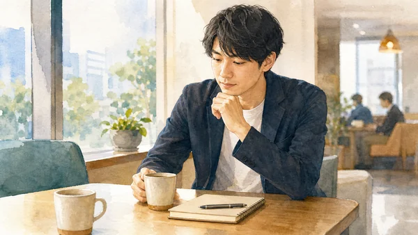 雑談が苦手な人の性格をビッグファイブで解説する水彩風の画像